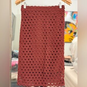 Ann Taylor Terracotta Lace Pencil Skirt